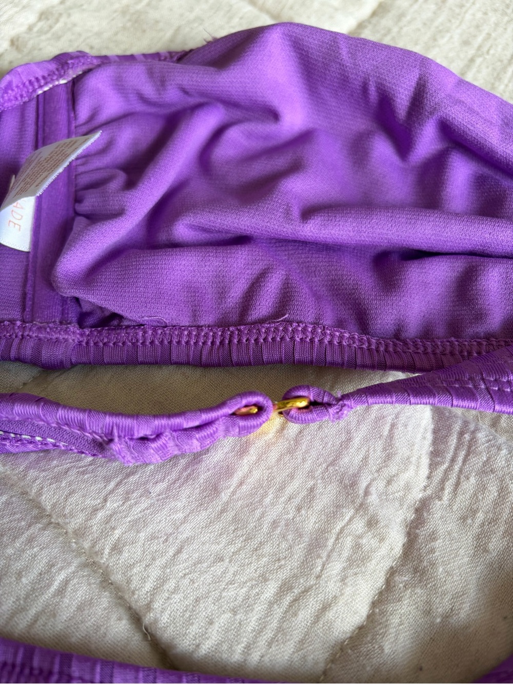 Shade & Shore Purple Ribbed One Piece Cut-Out Bathing Suit - Picture 8 of 9